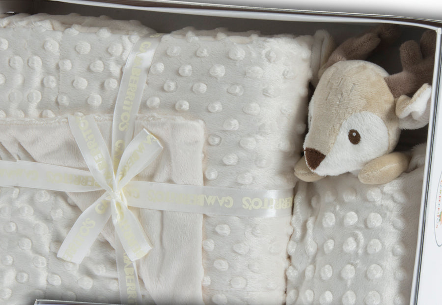 Gamberritos patura 80x110 cm cu cadou plus 0m+ Beige cu caprioara Imagine principală a produsului