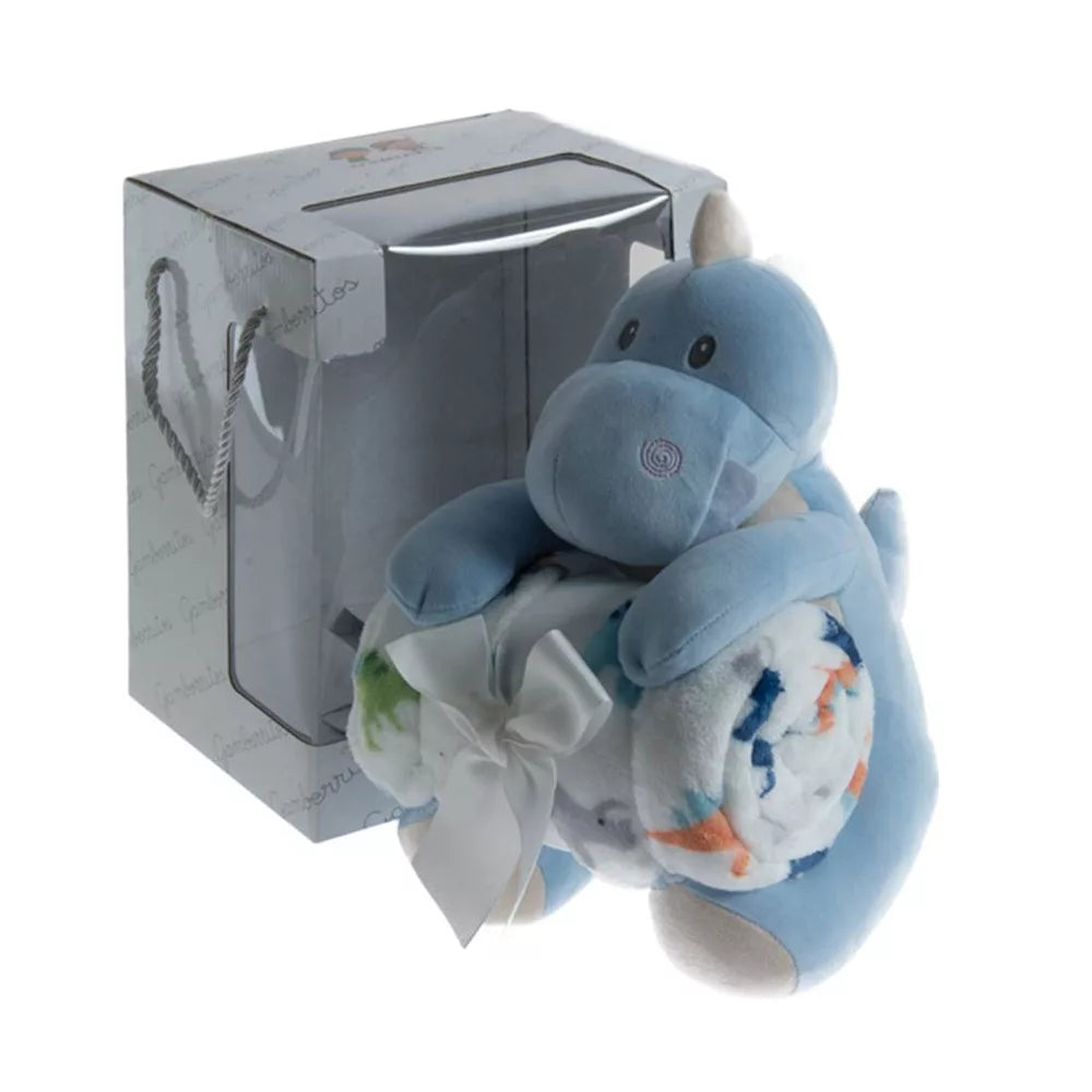 Gamberritos patura cu jucarie plus 80x110 cm 0m+ Dino Blue Imagine principală a produsului