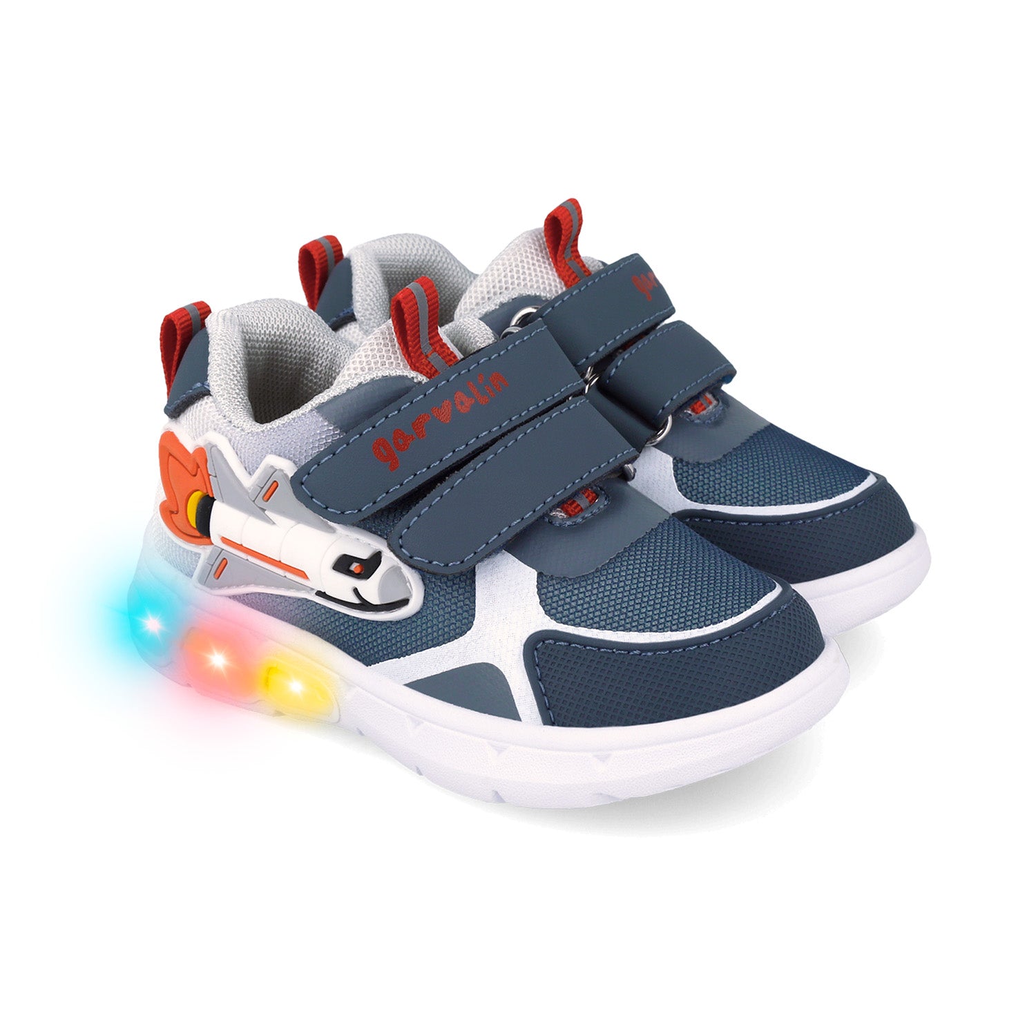Garvalin By Biomecanics pantofi sport baieti cu LED 22-25 Mat Azul cu racheta Imagine principală a produsului