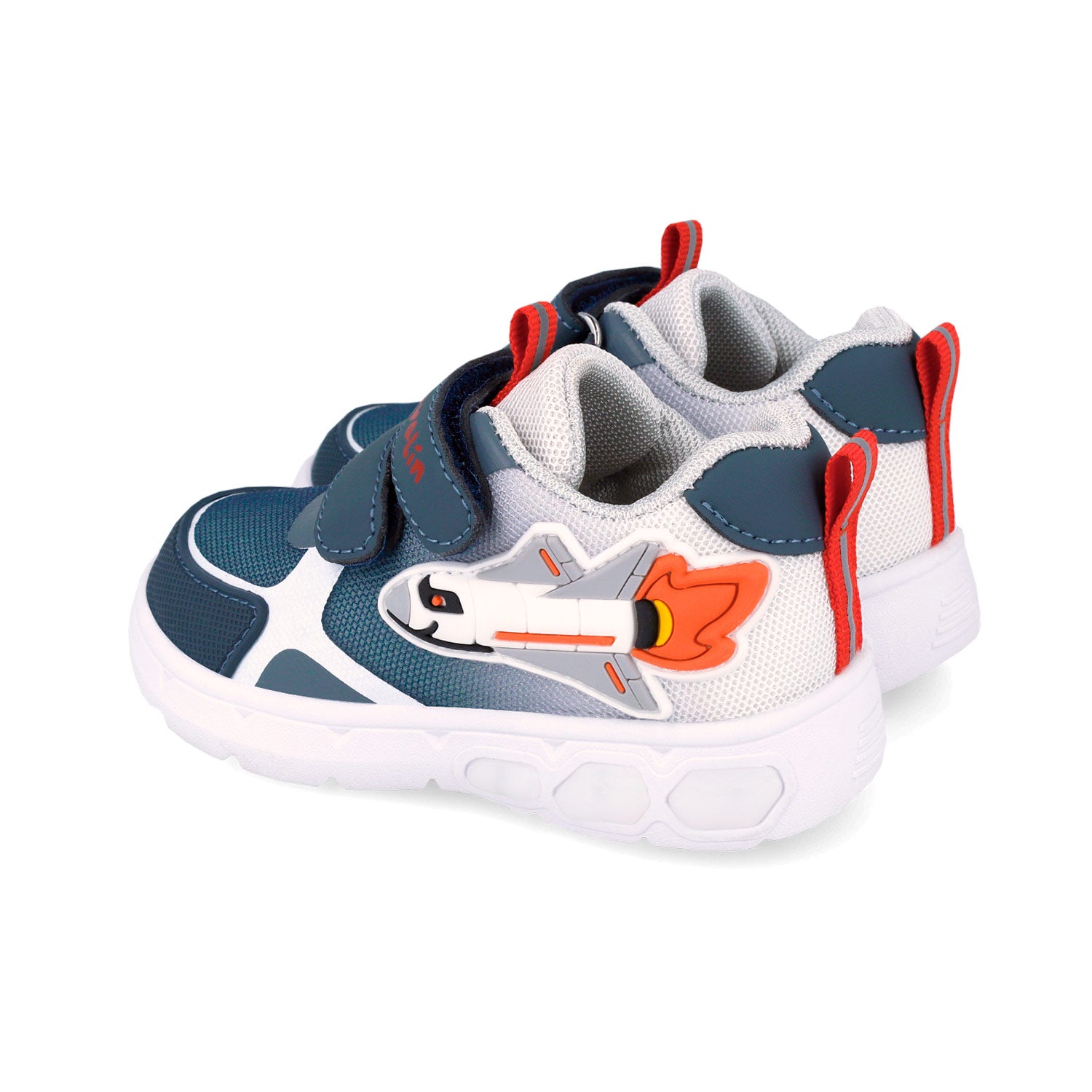 Garvalin By Biomecanics pantofi sport baieti cu LED 22-25 Mat Azul cu racheta