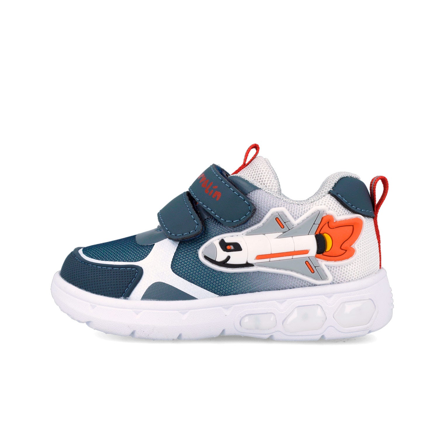 Garvalin By Biomecanics pantofi sport baieti cu LED 22-25 Mat Azul cu racheta