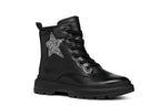 Geox bocanci fete 28-35 Black /Dark Silver cu stea