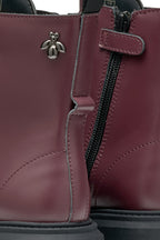 Geox bocanci fete cu siret si fermoar 36-37 Dark Burgundy