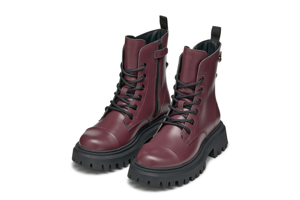 Geox bocanci fete cu siret si fermoar 36-37 Dark Burgundy