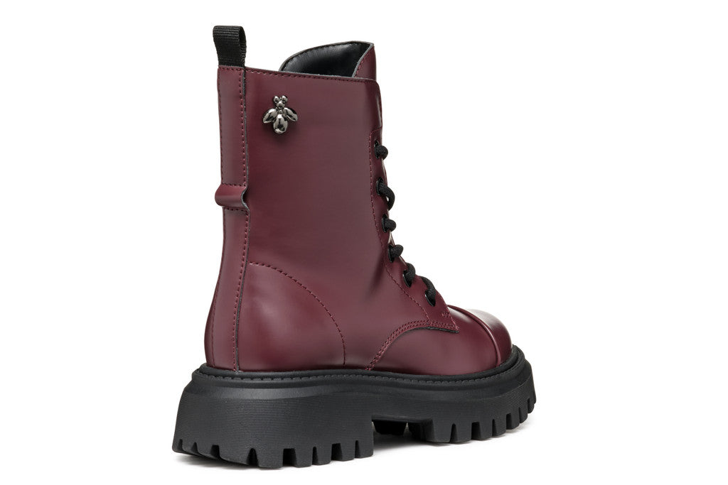 Geox bocanci fete cu siret si fermoar 36-37 Dark Burgundy