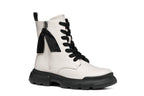 Geox bocanci fete cu siret si fermoar 31-35 Light Ivory/Black