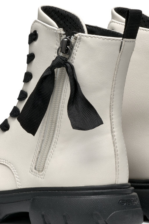 Geox bocanci fete cu siret si fermoar 36-37 Light Ivory/Black