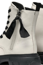 Geox bocanci fete cu siret si fermoar 31-35 Light Ivory/Black