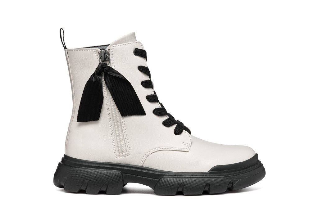Geox bocanci fete cu siret si fermoar 36-37 Light Ivory/Black