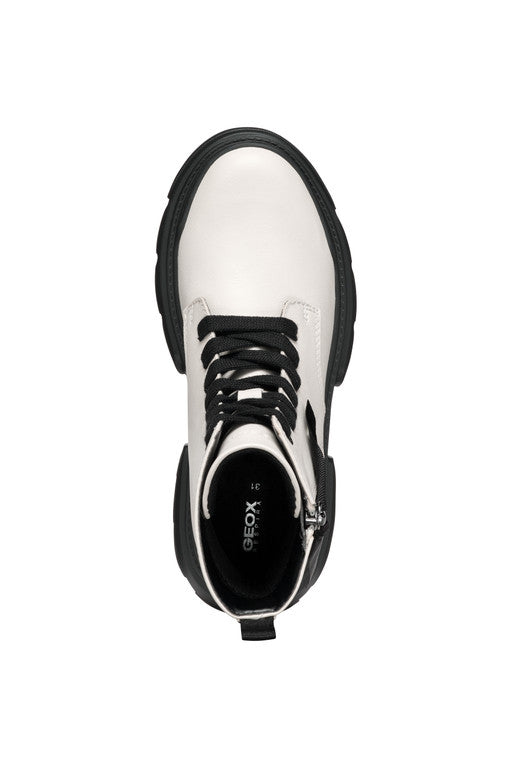 Geox bocanci fete cu siret si fermoar 31-35 Light Ivory/Black