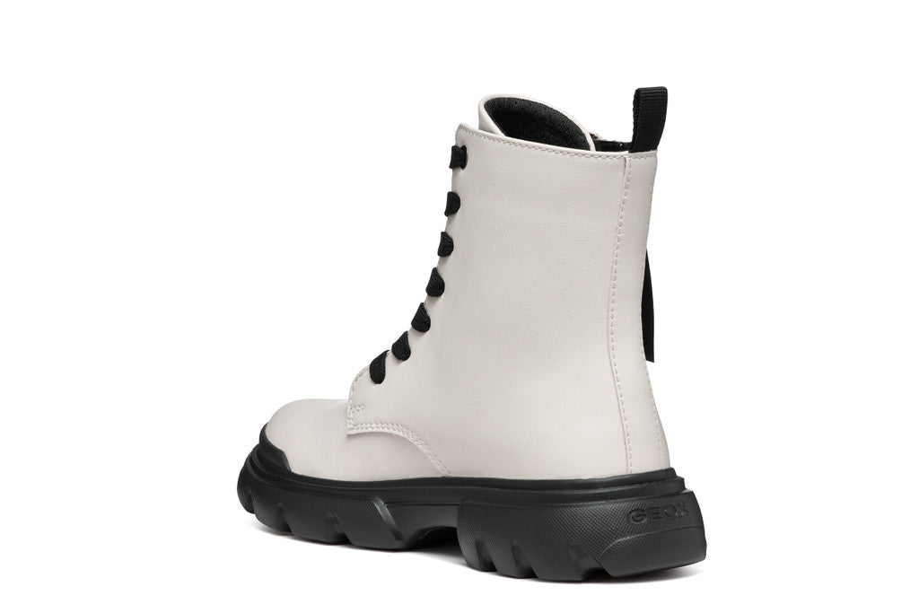 Geox bocanci fete cu siret si fermoar 31-35 Light Ivory/Black