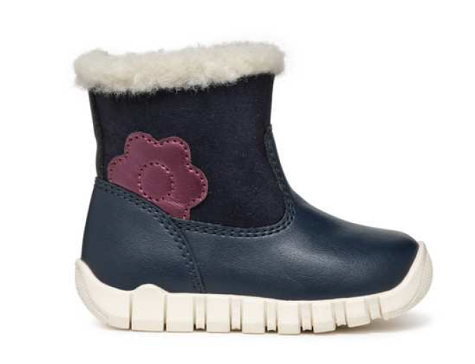 Geox cizme fete imblanite 18-26 Navy/Prune cu floare