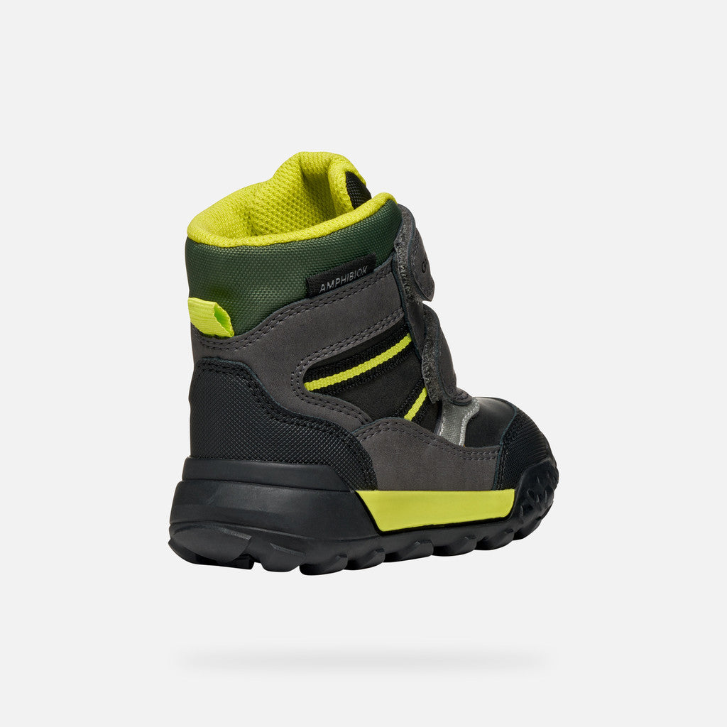 Geox ghete baieti captusite Trekkyup Amphibiox 20-23 Black/Fluo Green