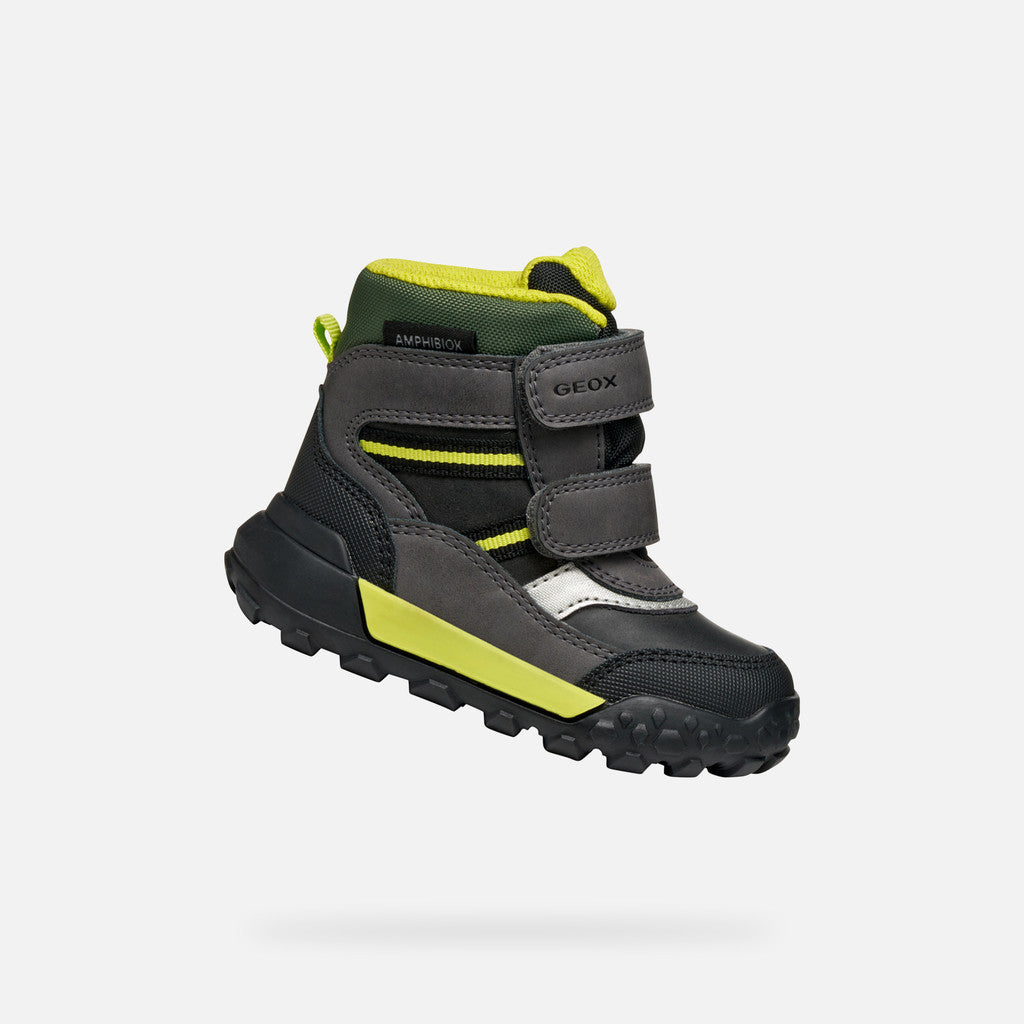 Geox ghete baieti captusite Trekkyup Amphibiox 20-23 Black/Fluo Green