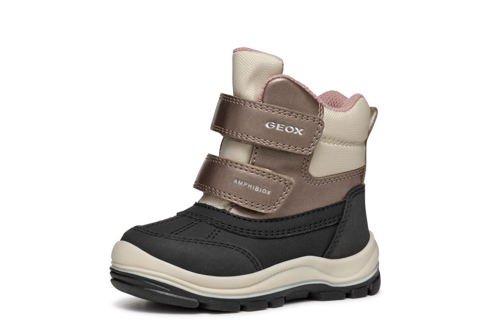 Geox ghete fete captusite si impermeabile Amphibiox 24-27 Black/Dark Beige