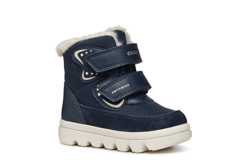 Geox ghete fete imblanite si impermeabile Amphibiox 20-23 Navy/Off White