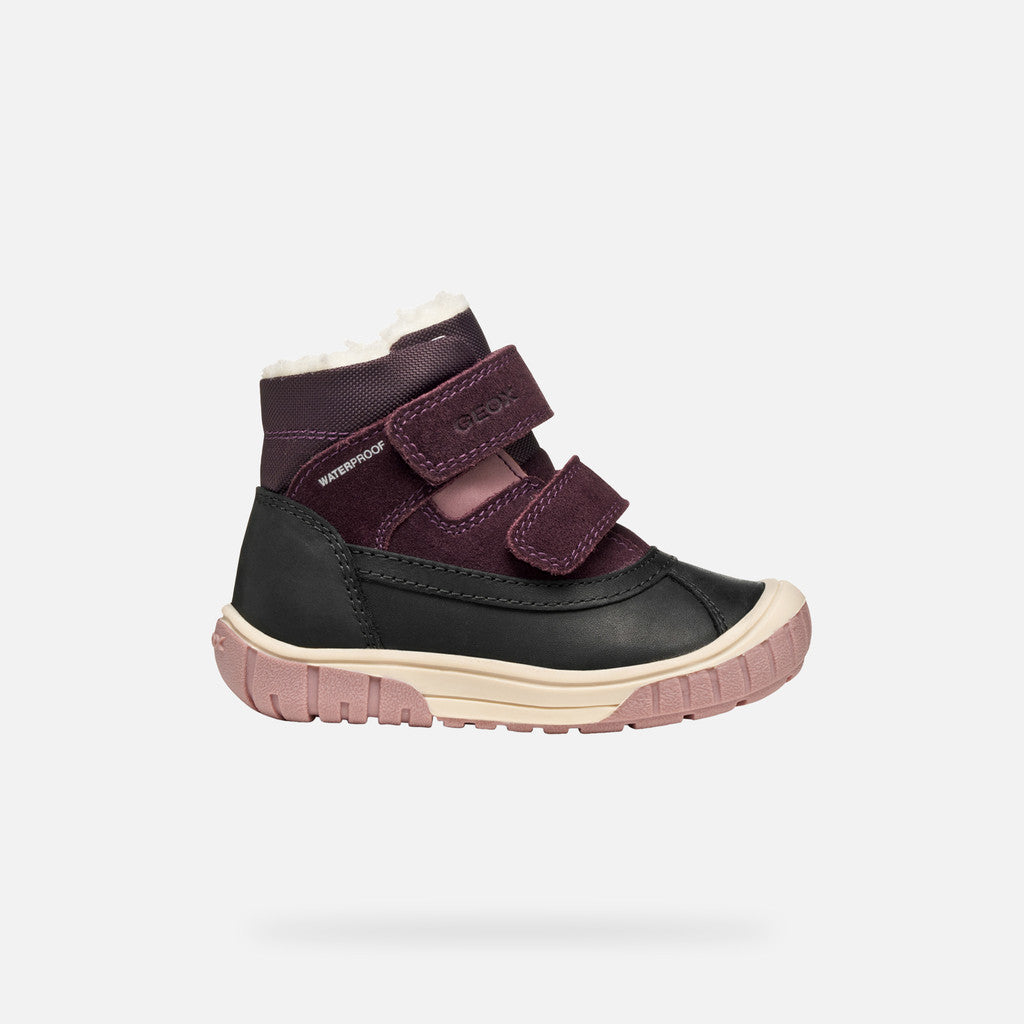 Geox ghete fete imblanite Omar Waterproof 24-27 Black/Dark Purple