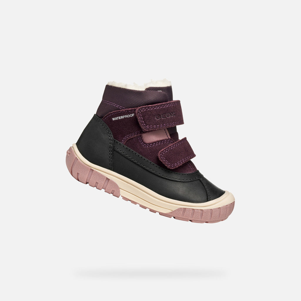 Geox ghete fete imblanite Omar Waterproof 24-27 Black/Dark Purple