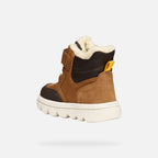 Geox pantofi baieti captusiti Willaboom Amphibiox 24-27 Tobacco/Dark Brown