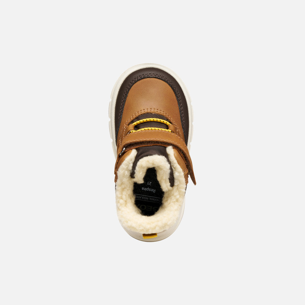 Geox pantofi baieti captusiti Willaboom Amphibiox 24-27 Tobacco/Dark Brown