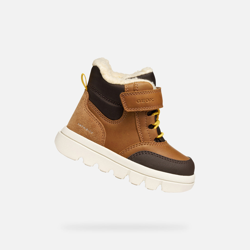 Geox pantofi baieti captusiti Willaboom Amphibiox 24-27 Tobacco/Dark Brown