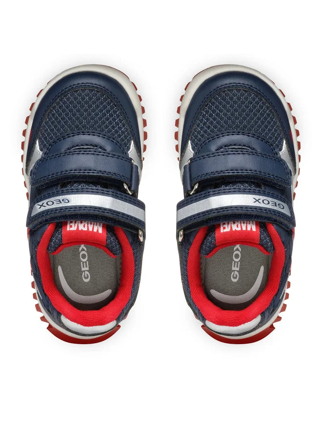 Geox pantofi baieti sport cu LED 20-27 Lightyloo Navy/Red Spiderman