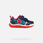Geox pantofi baieti sport cu LED Lightyloo 22-27 Navy/Azure cu Spider-Man