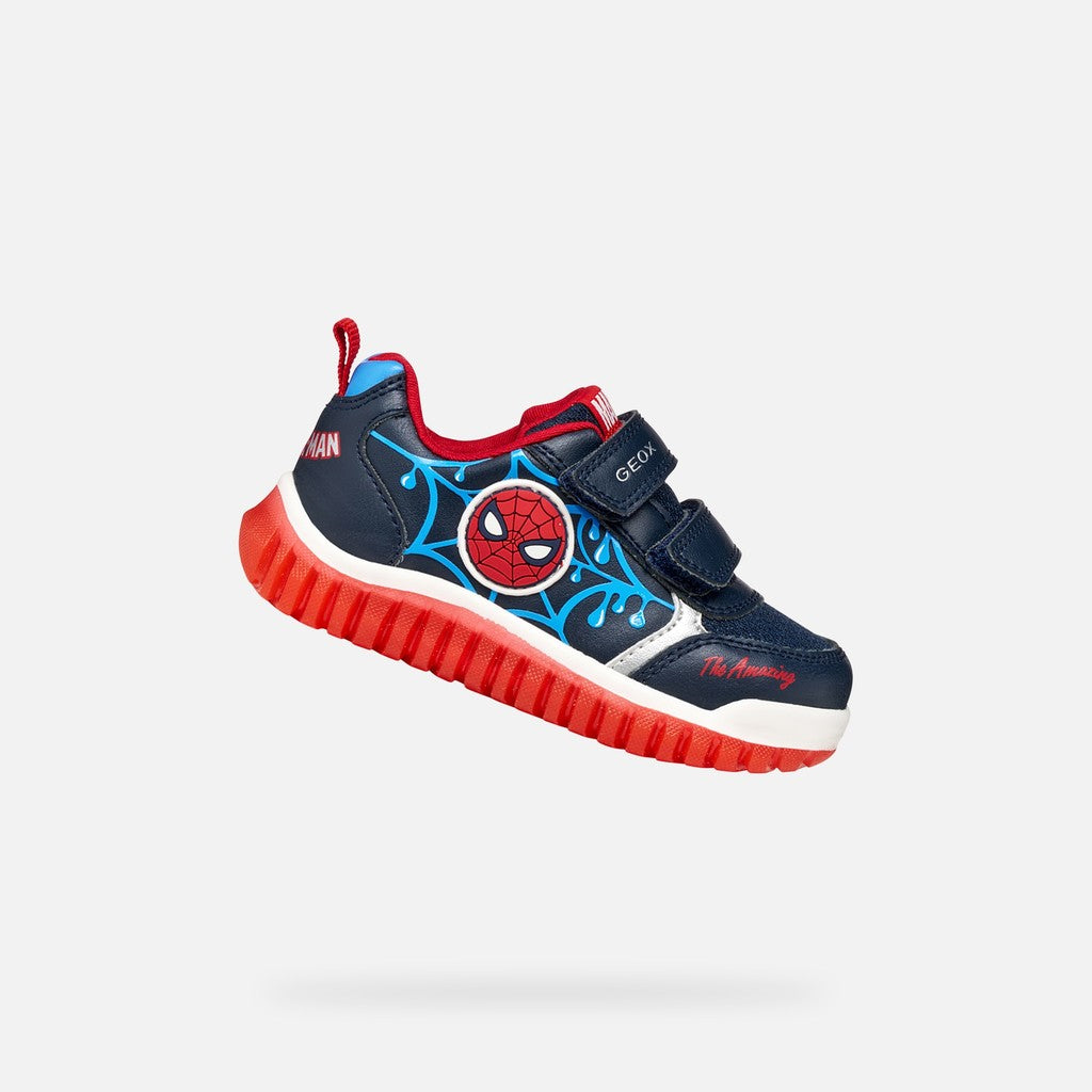 Geox pantofi baieti sport cu LED Lightyloo 22-27 Navy/Azure cu Spider-Man