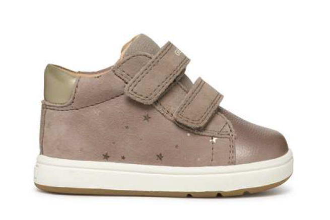 Geox pantofi fete 18-26 Dark Beige/Platinum cu stelute