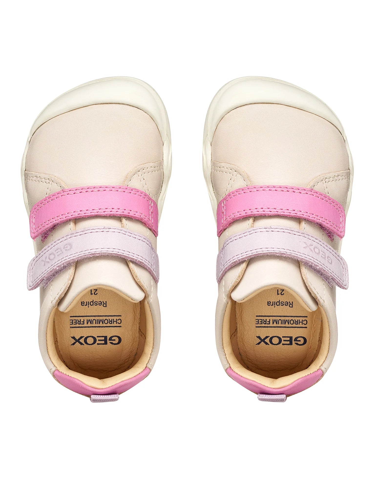 Geox pantofi fete Barefoot Steppieup 20-27 Ivory/Dark Pink