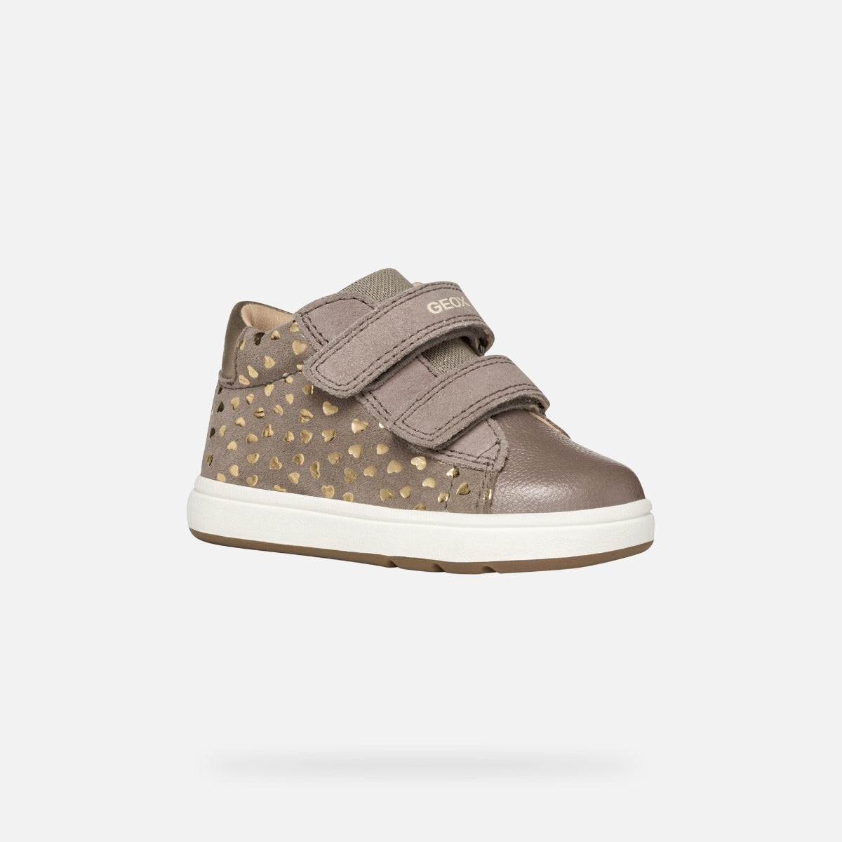 Geox pantofi fete Biglia 18-26 Dark Beige cu inimioare