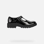 Geox pantofi fete classici pentru scoala Casey 28-34 Black lacuit