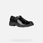 Geox pantofi fete classici pentru scoala Casey 28-34 Black lacuit