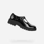 Geox pantofi fete classici pentru scoala Casey 28-34 Black lacuit