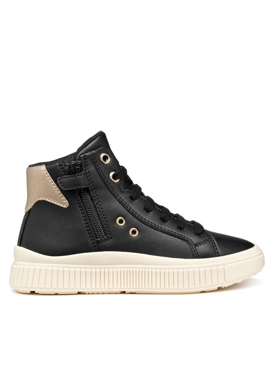 Geox pantofi fete cu siret Laquinny 28-35 Black/Platinum Imagine principală a produsului