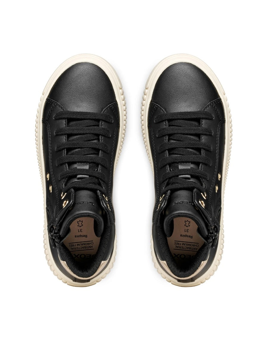 Geox pantofi fete cu siret Laquinny 28-35 Black/Platinum