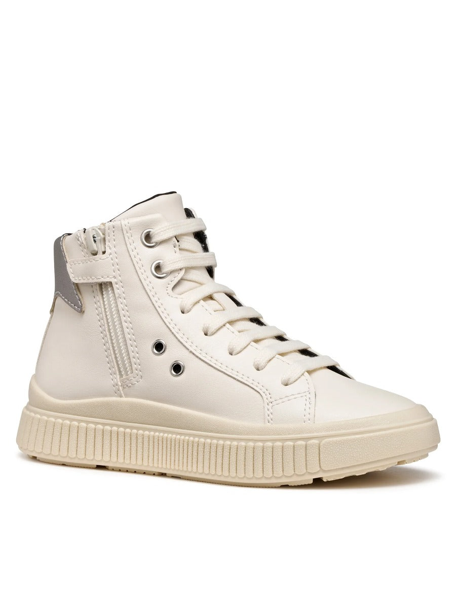 Geox pantofi fete cu siret Laquinny 28-35 Light Ivory/Silver Imagine principală a produsului