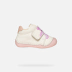 Geox pantofi fete First Steps Primii Pasi Tutim 18-21 White/Rose cu stea de mare