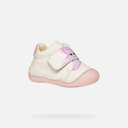 Geox pantofi fete First Steps Primii Pasi Tutim 18-21 White/Rose cu stea de mare