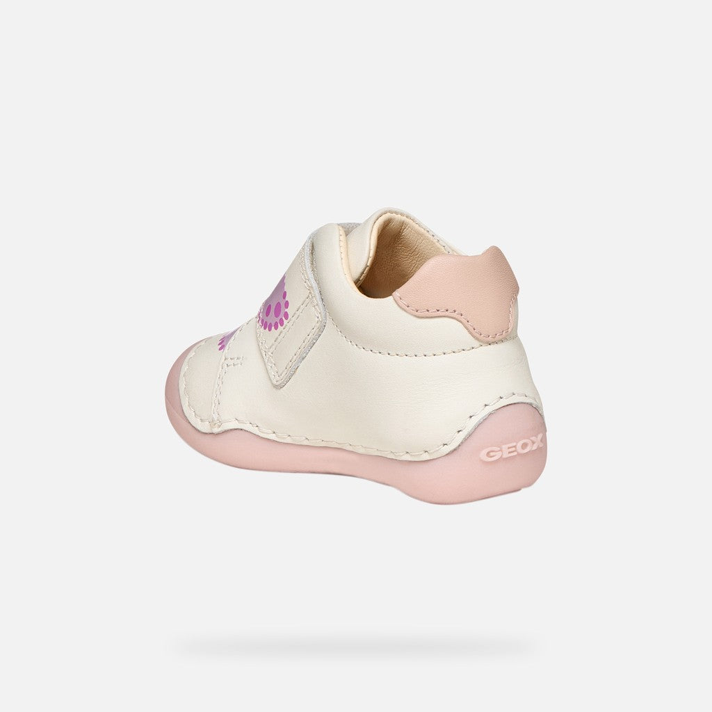 Geox pantofi fete First Steps Primii Pasi Tutim 18-21 White/Rose cu stea de mare