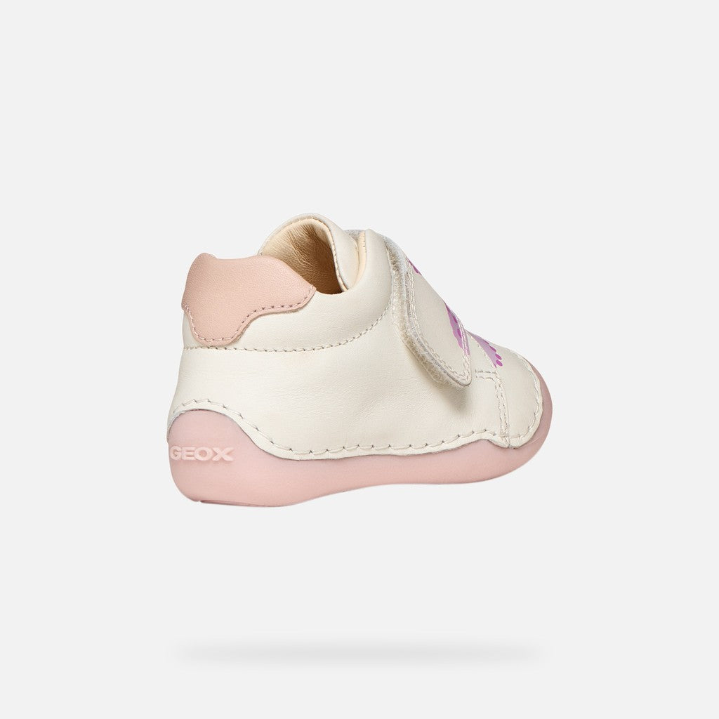 Geox pantofi fete First Steps Primii Pasi Tutim 18-21 White/Rose cu stea de mare