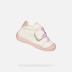 Geox pantofi fete First Steps Primii Pasi Tutim 18-21 White/Rose cu stea de mare