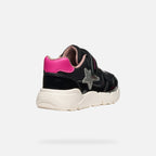 Geox pantofi fete Flexyper Mini 24-27 Black/Fuchsia cu stea