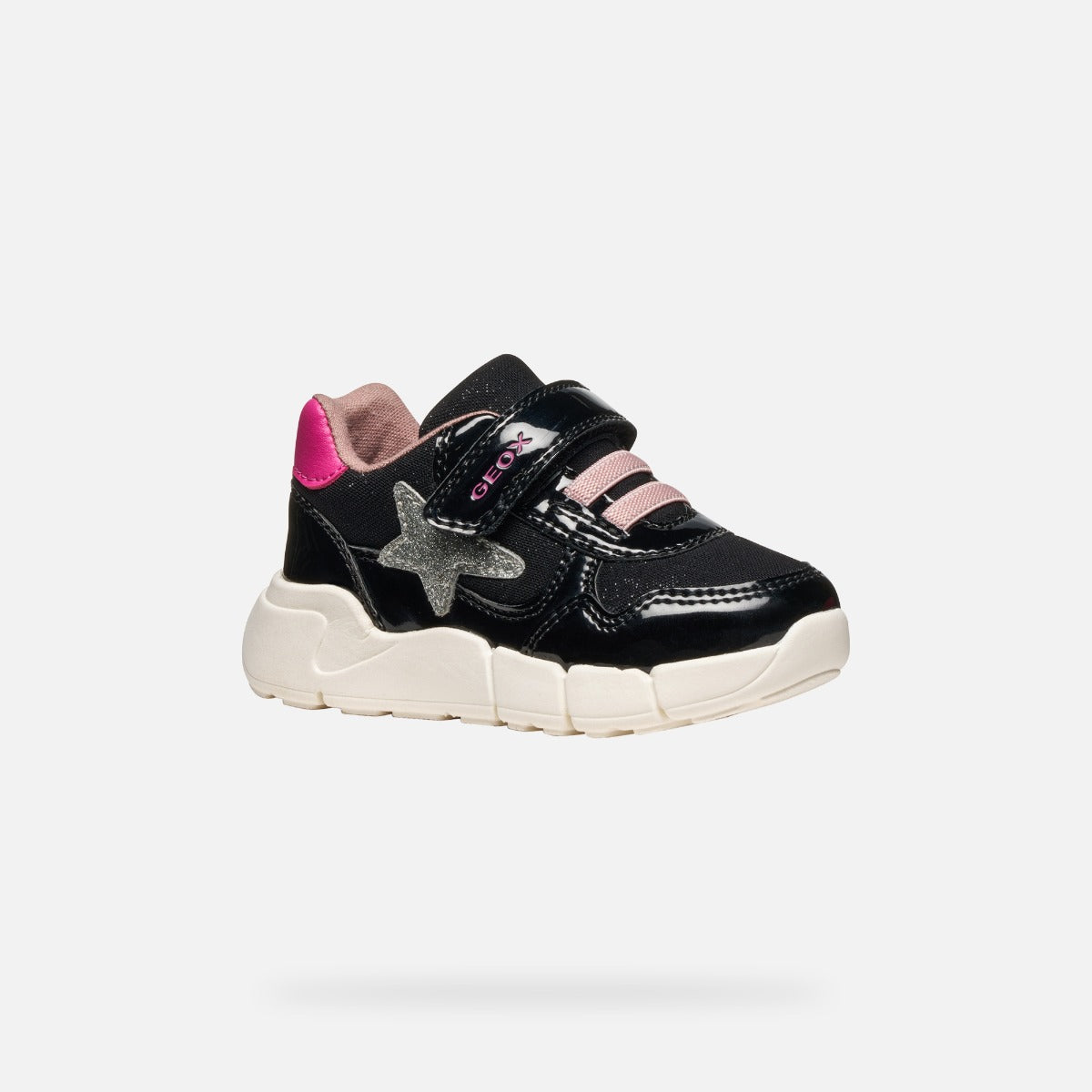 Geox pantofi fete Flexyper Mini 24-27 Black/Fuchsia cu stea