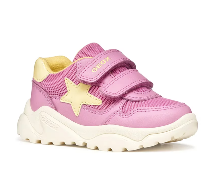 Geox pantofi fete sport Ciufciuf 20-27 Dark Pink/Light Yellow cu stea