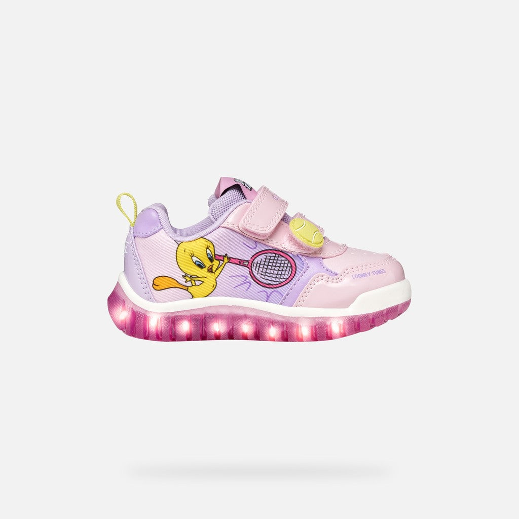 Geox pantofi fete sport cu LED Lightyloo 21-27 Lilac cu Tweety