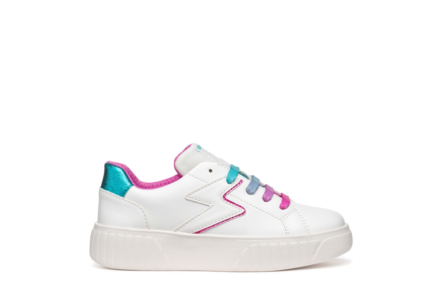 Geox pantofi fete sport cu siret colorat 36-37 Mikiroshi Alb/Multicolor