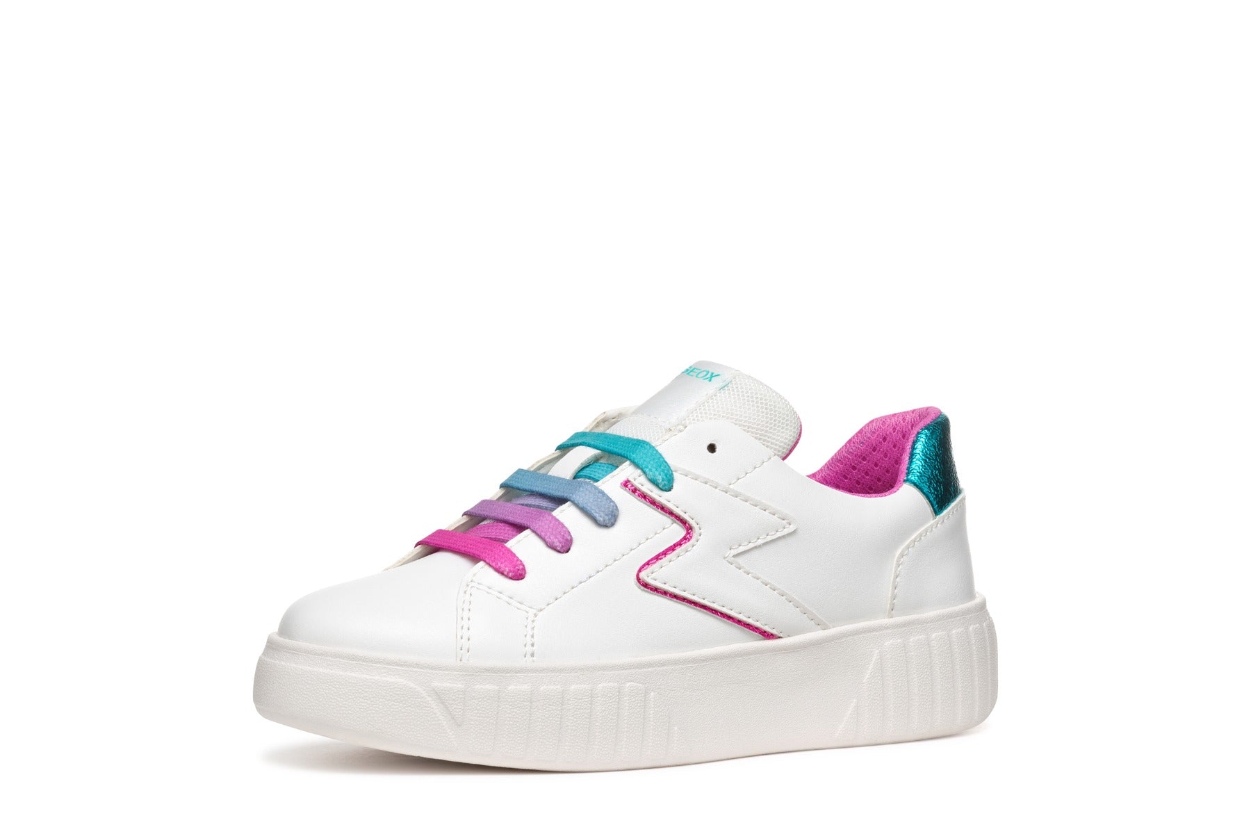 Geox pantofi fete sport cu siret colorat 36-37 Mikiroshi Alb/Multicolor