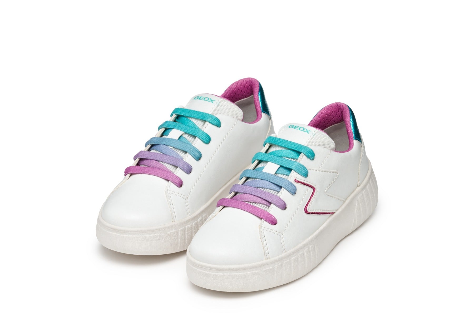 Geox pantofi fete sport cu siret colorat 28-35 Mikiroshi Alb/Multicolor