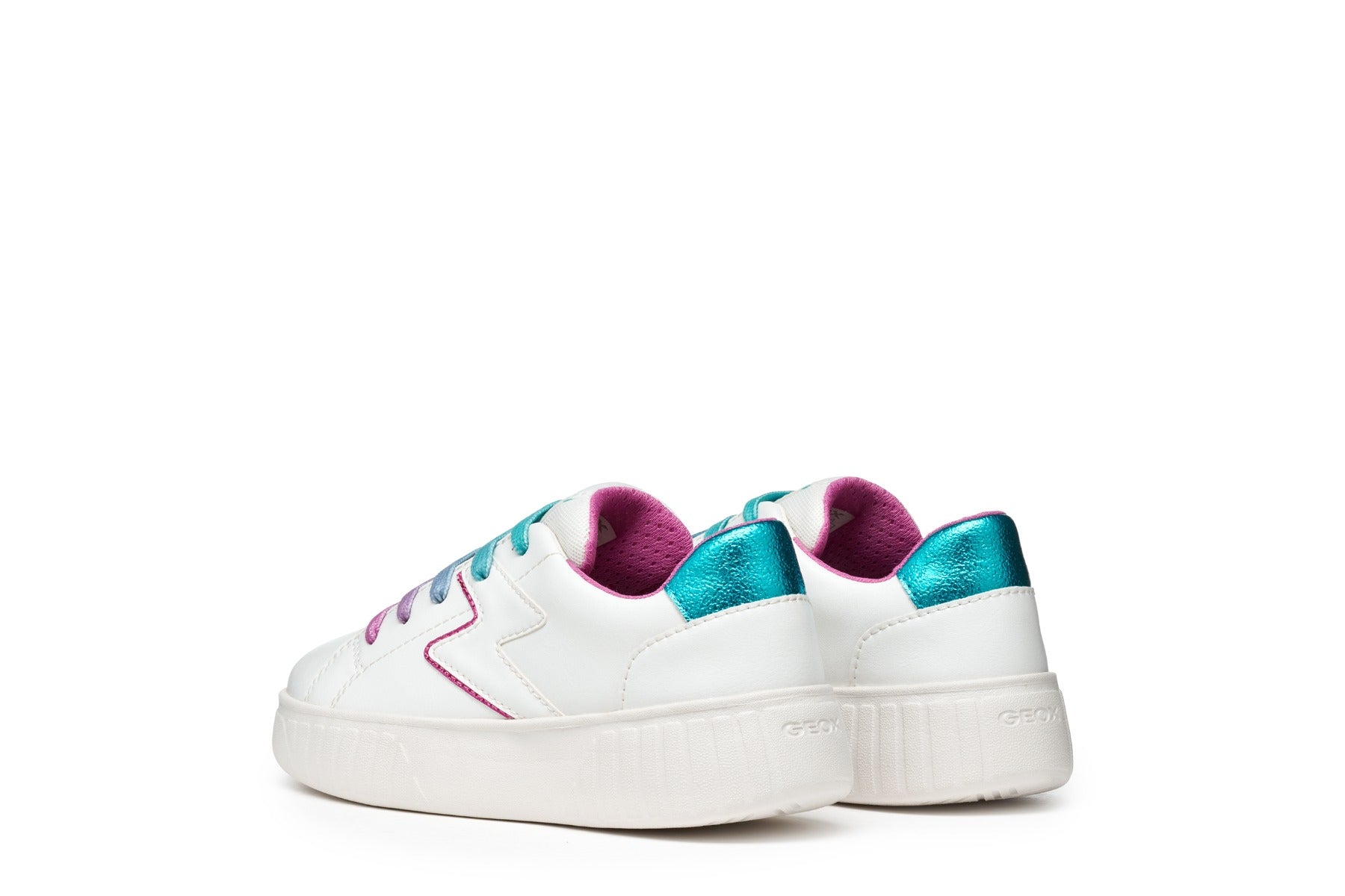 Geox pantofi fete sport cu siret colorat 28-35 Mikiroshi Alb/Multicolor